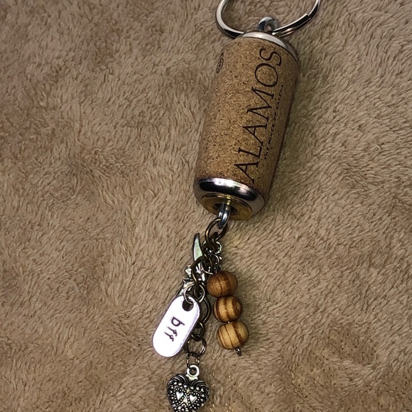 Hand Crafted Up-Cycled Wine Cork BFF Charm & Beaded KEYCHAIN/Purse Jewelry - Picture 4 of 12